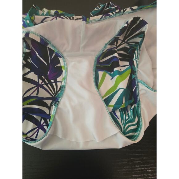 Trimshaper Tropical Leaf Print No Underwire One Piece Swimsuit Women's 14 - Picture 3 of 5